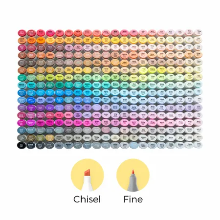 Kit de Marcadores Ohuhu Oahu 320 Cores (Ponta Chanfrada e Fina)