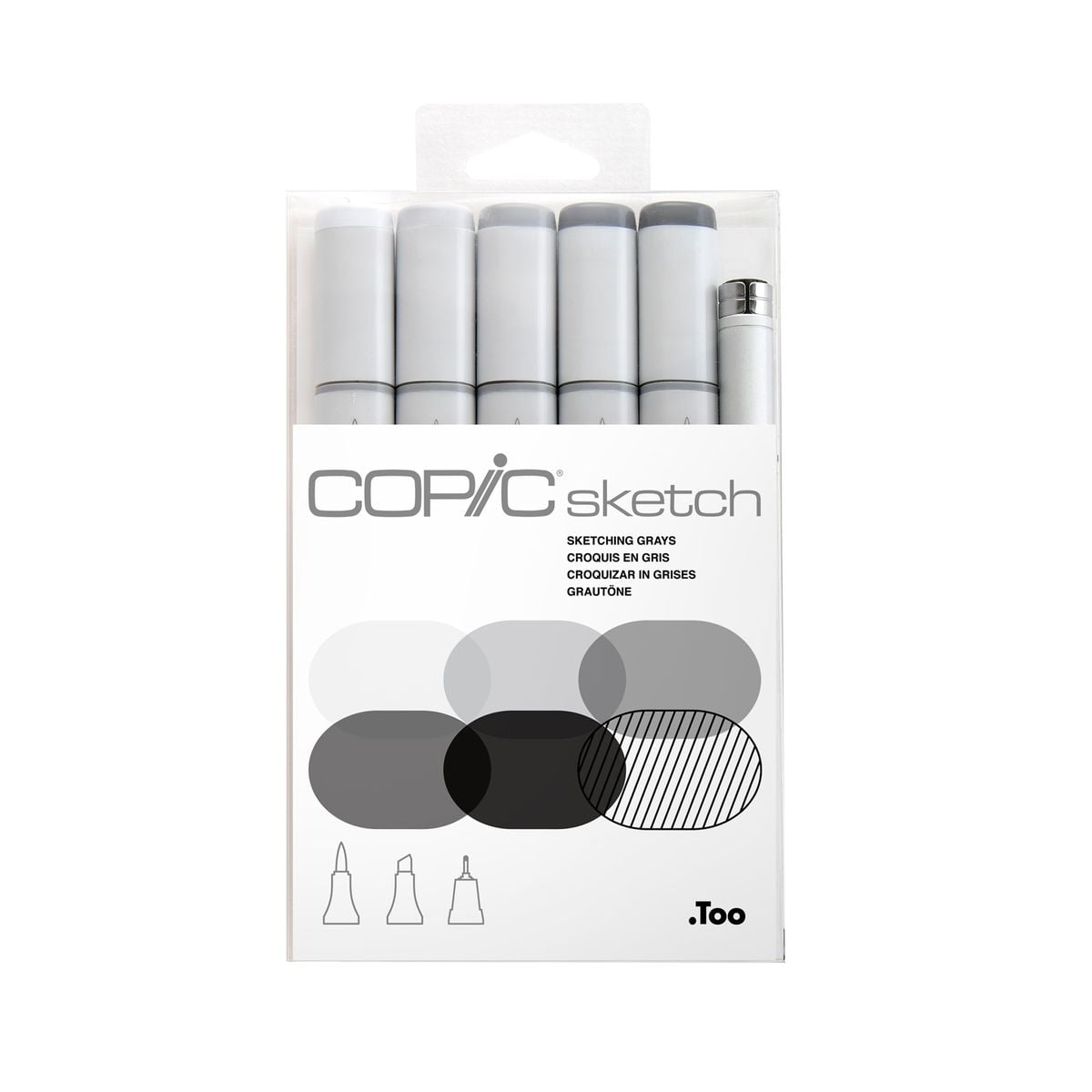 Kit Copic Sketch 6 Cores Sketching Grays + Multiliner