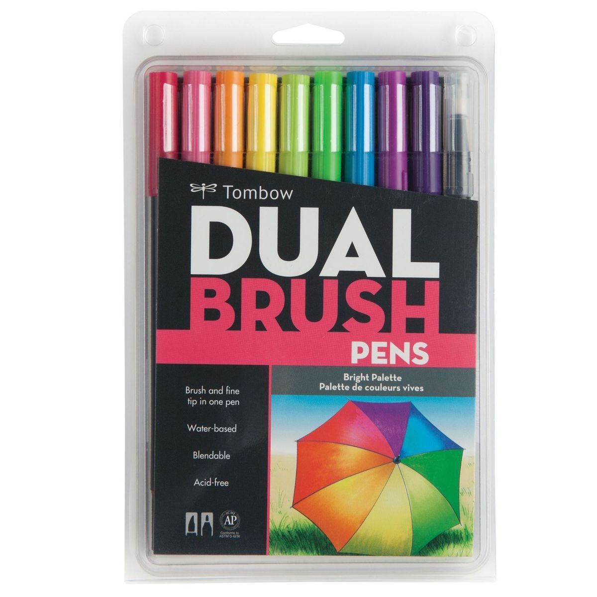 Kit Caneta Pincel Tombow Dual Brush 10 Cores -  Vibrantes