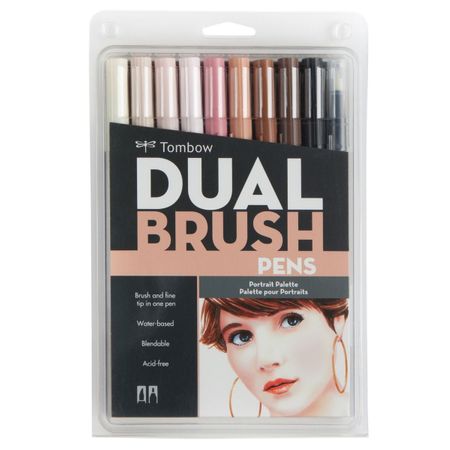 Kit Caneta Pincel Tombow Dual Brush 10 Cores -  Tons De Pele
