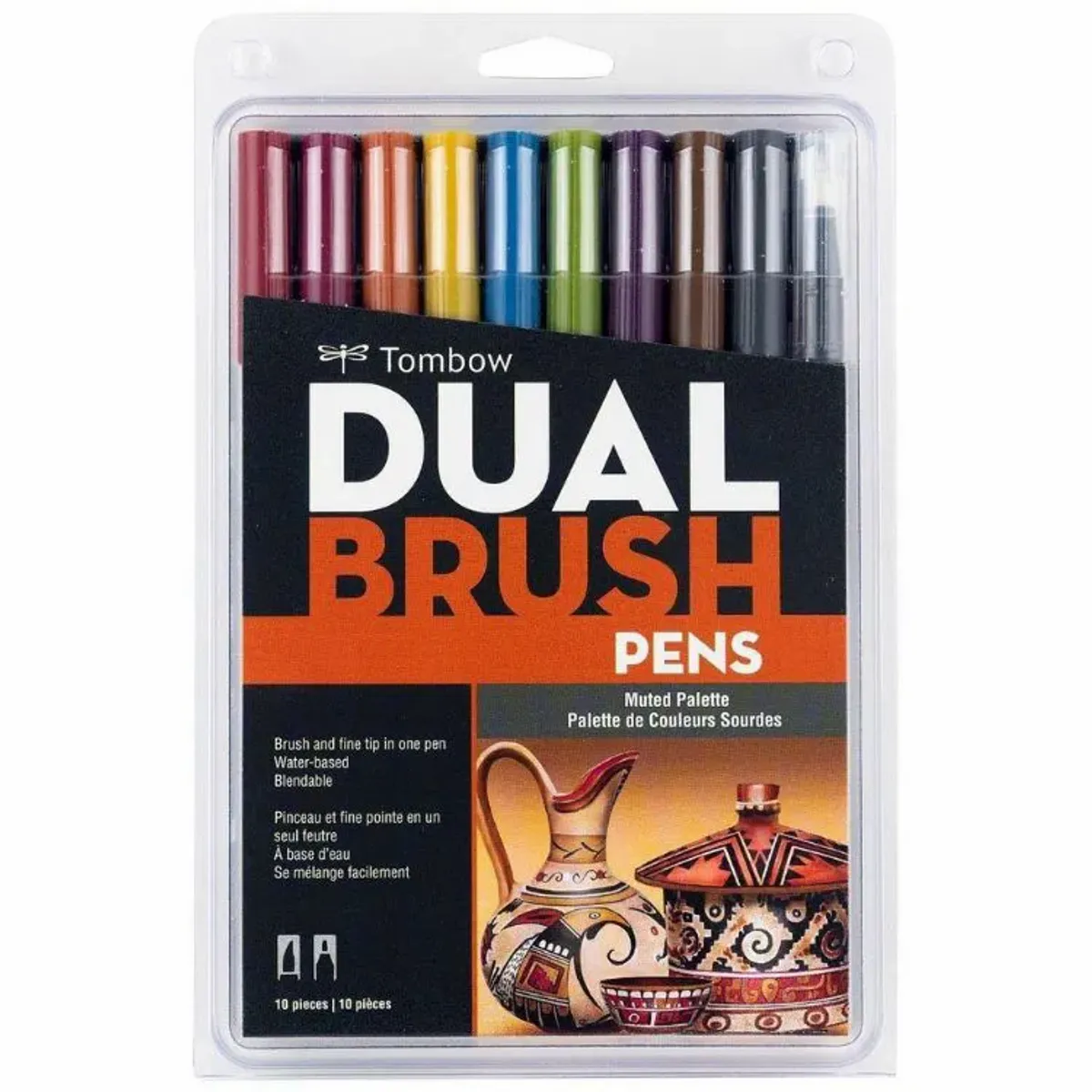 Kit Caneta Pincel Tombow Dual Brush 10 Cores -  Suave