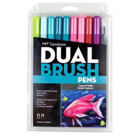 Kit Caneta Pincel Tombow Dual Brush 10 Cores -  Tropical
