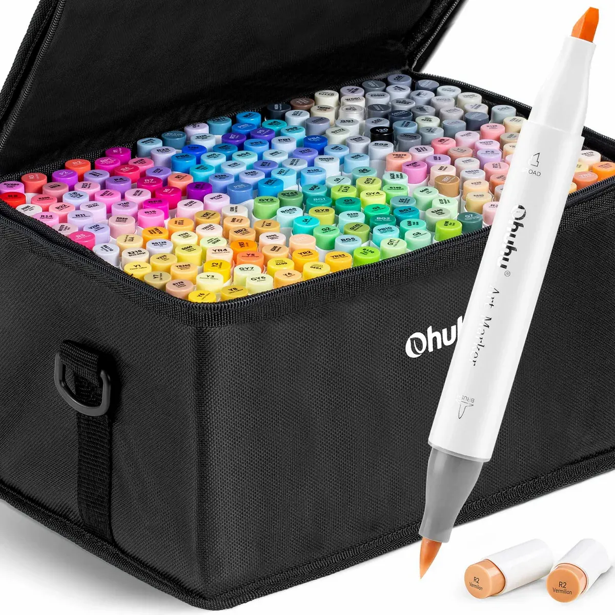 Kit de Marcadores Ohuhu Honolulu 216 Cores (Ponta Pincel e Chanfrada)