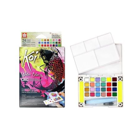 Kit Aquarela Sakura Koi Pastilha 24 Cores