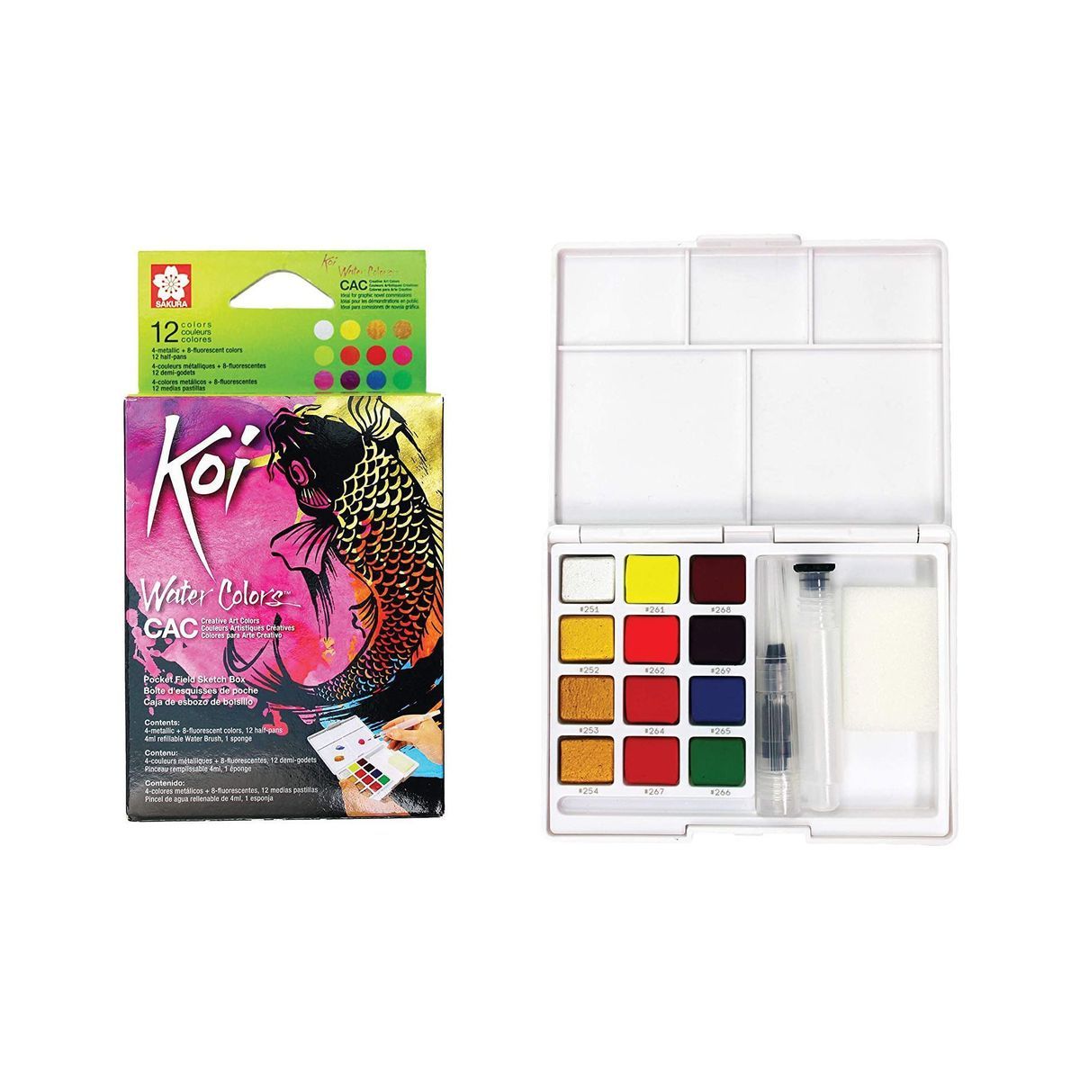 Kit Aquarela Sakura Koi Pastilha 12 Cores