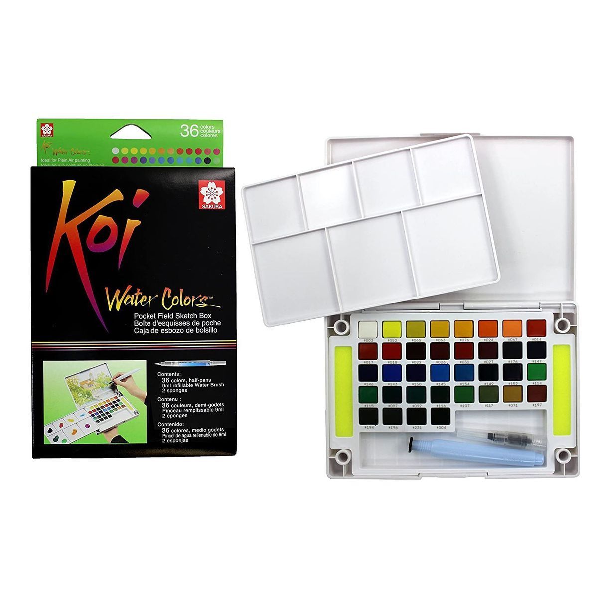 Kit Aquarela Sakura Koi Pastilha 36 Cores