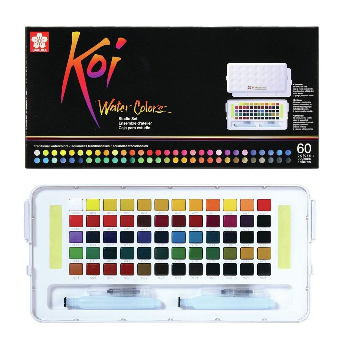 Kit Aquarela Sakura Koi Pastilha 60 Cores