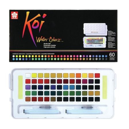 Kit Aquarela Sakura Koi Pastilha 60 Cores