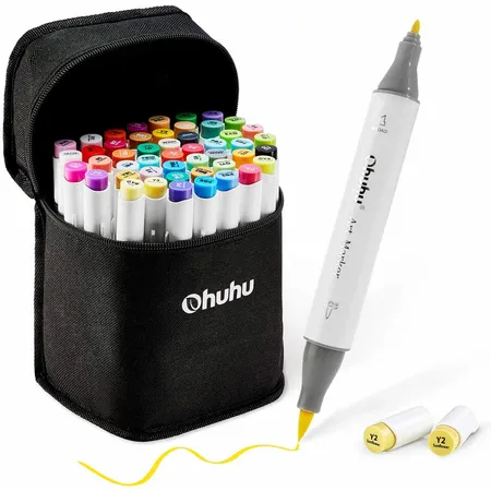 Kit de Marcadores Ohuhu Honolulu B 48 Cores (Ponta Pincel e Fina)