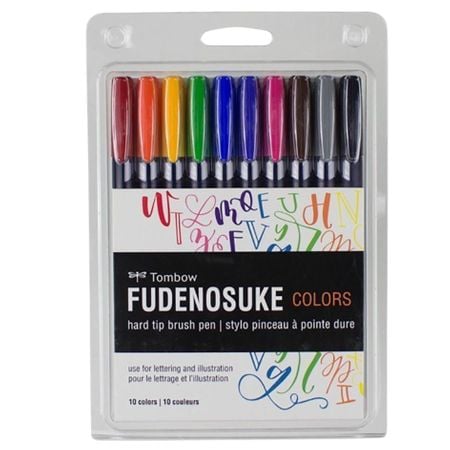Kit Caneta Pincel Tombow Fudenosuke 10 Cores
