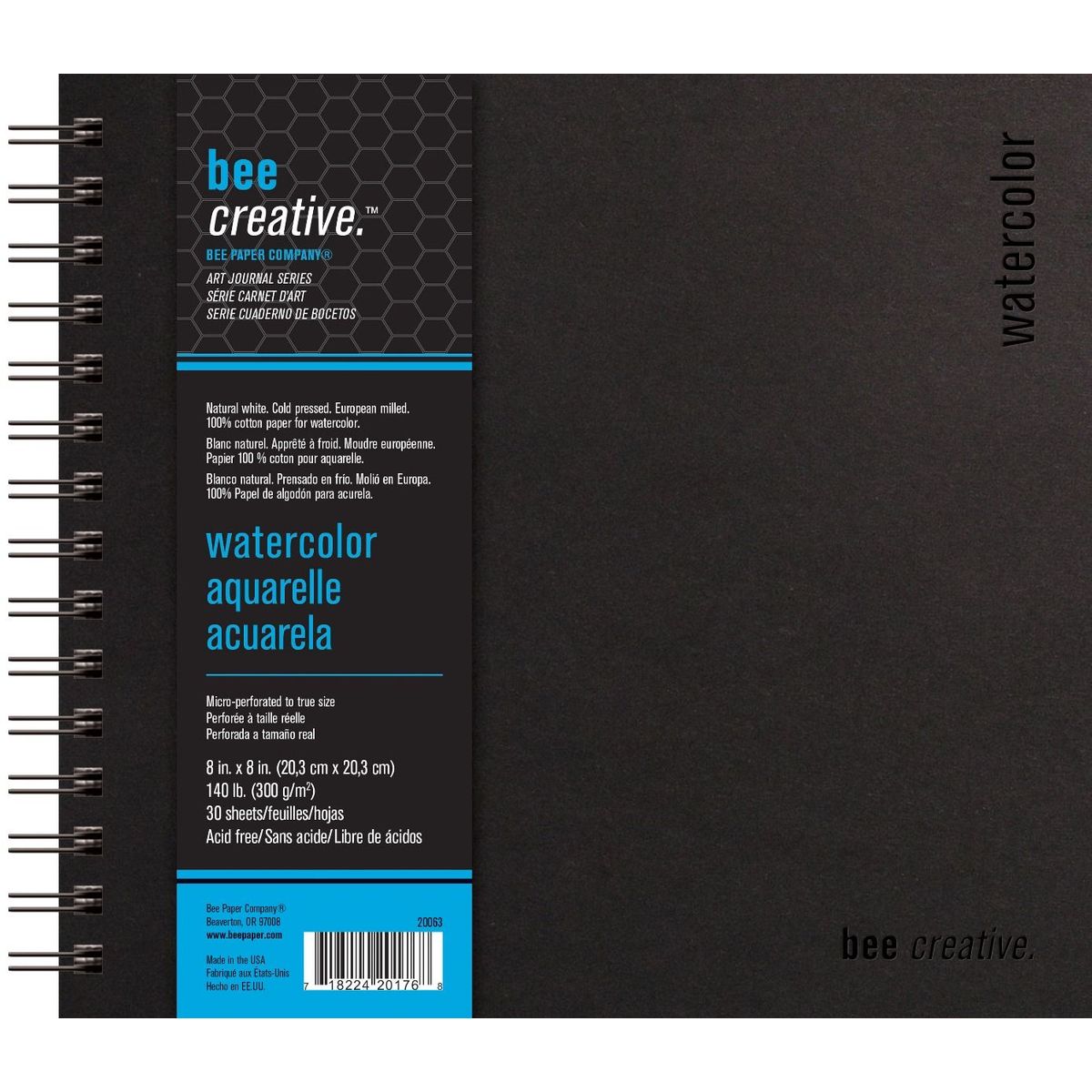 Sketchbook para Aquarela Bee Paper 100% Algodão 21x21 30 Folhas BEE-20063