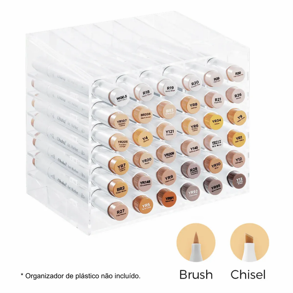 Kit de Marcadores Ohuhu Honolulu 36 Cores Tons de Pele (Ponta Pincel e Chanfrada)