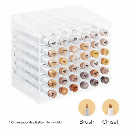 Kit de Marcadores Ohuhu Honolulu 36 Cores Tons de Pele (Ponta Pincel e Chanfrada)