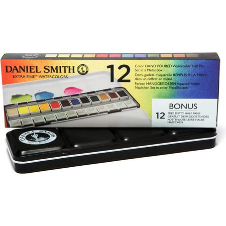Kit Aquarela Daniel Smith - Estojo Metal com 12 Pastilhas (Half Pan)
