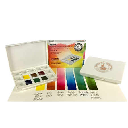 Kit Aquarela Daniel Smith Floral - Estojo Plástico com 6 Pastilhas (Half Pan)