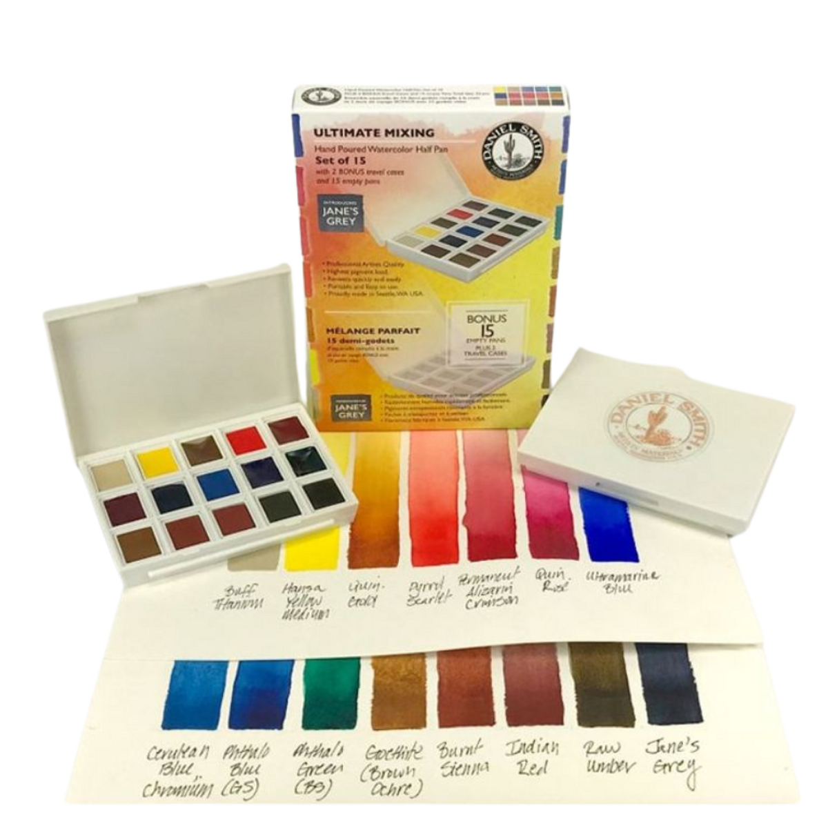 Kit Aquarela D.S. Ultimate Mixing - Estojo Plástico com 15 Pastilhas (Half Pan)