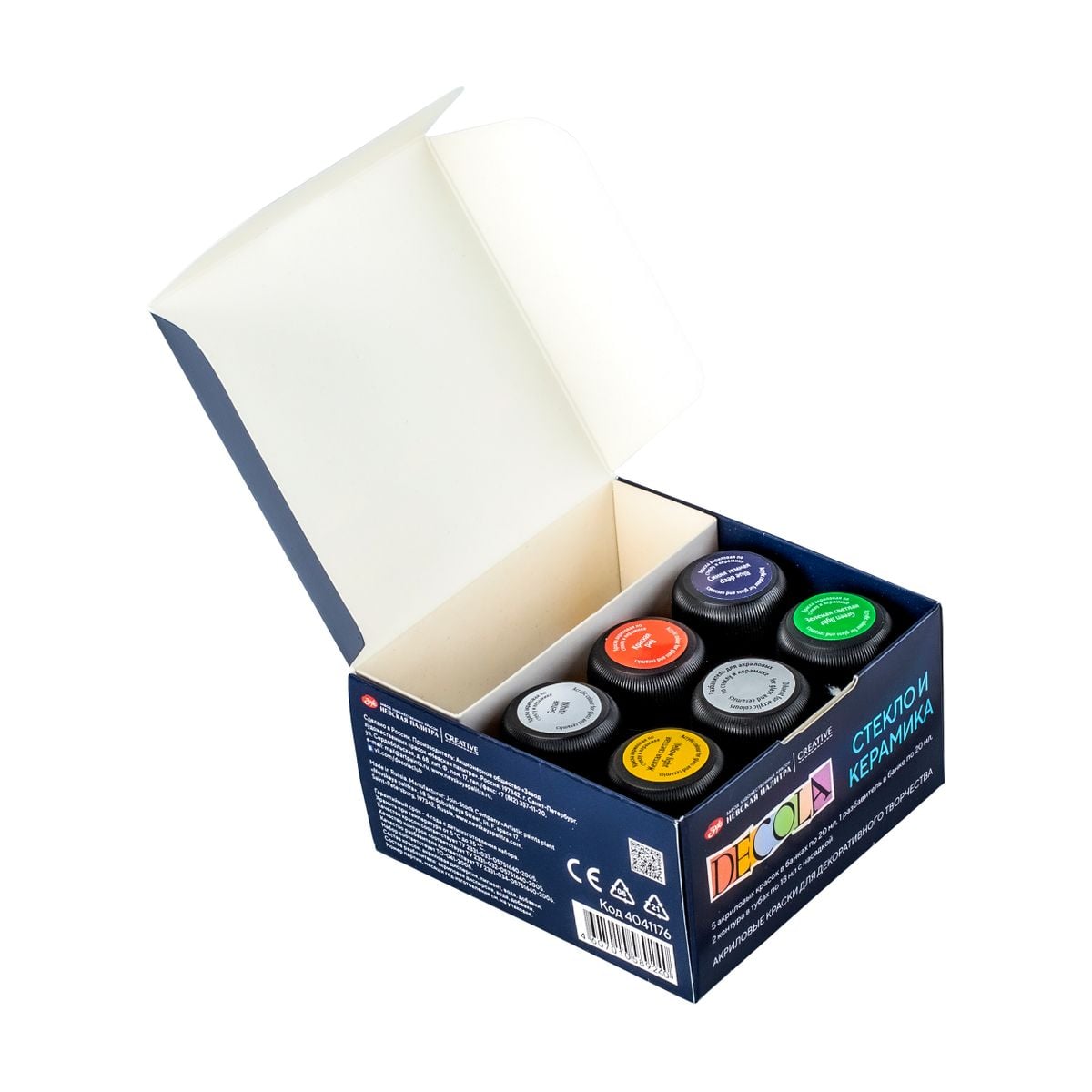 Kit de Tinta Para Vidro Decola Efeito Opaco 5 cores 20 ml + 2 Liners Metalicos