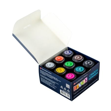 Kit de Tinta Para Vidro Decola Efeito Opaco 9 cores 20 ml