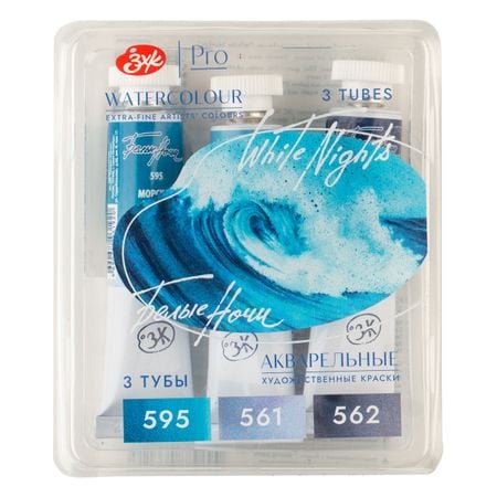 Kit 3 Tintas Aquarela White Nights Granuladas em Tubo Tons do Mar do Norte - 2531