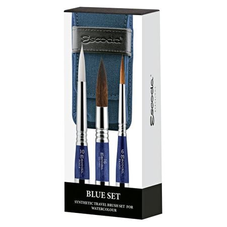 Estojo Escoda Blue com 3 Pinceis Travel Brush - 1271