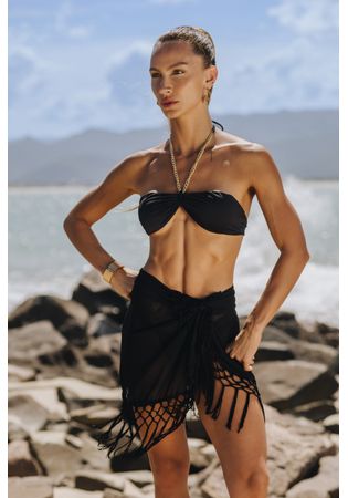 Saia Pareou Franjas  Preto 