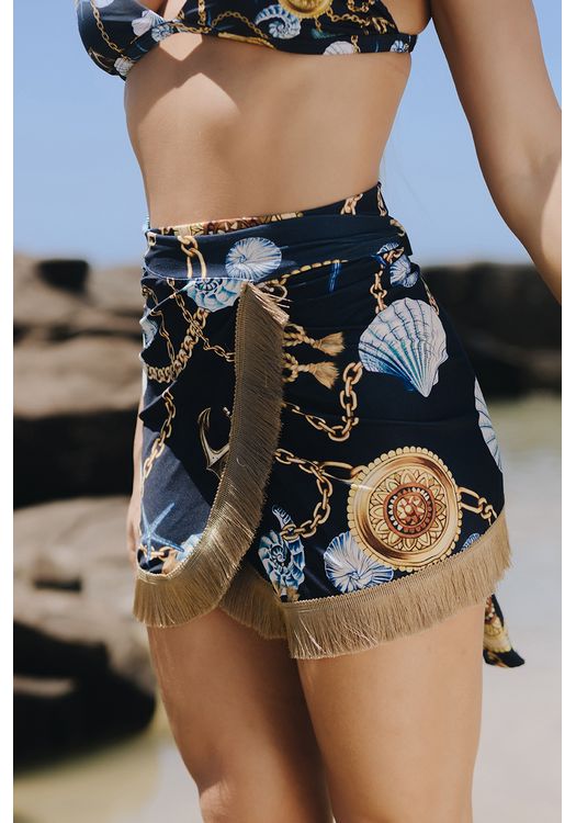 Saia Pareou Franjas  Atlântica 