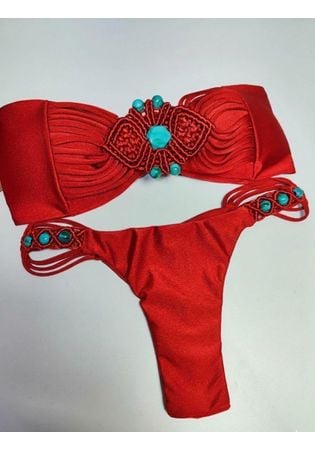 Biquíni Macramê Sahara Vermelho 