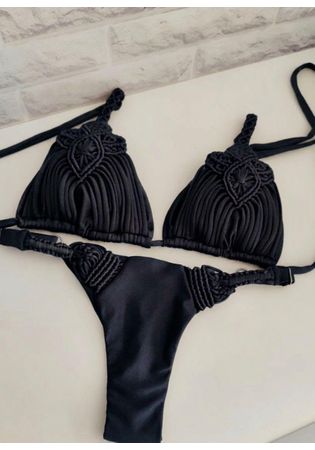 Biquíni Macramê Belle  Preto 