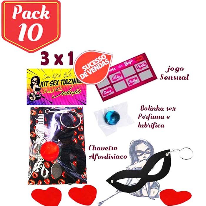 Pack/ 10 Mini Kit Sensual Afrodisíaco  tiazinha 3 x1 - jeito sexy