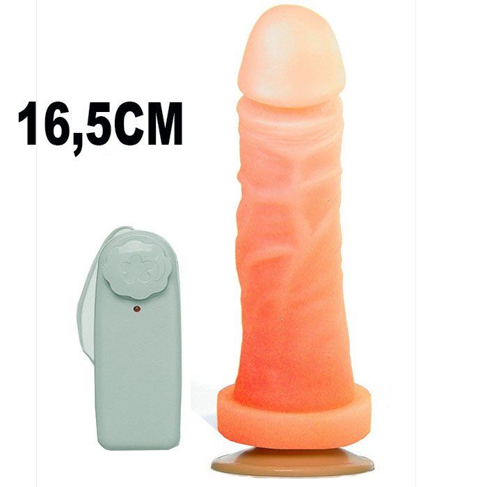 Penis de Borracha c/ vibro e ventosa 16,5 x 4 cm Elasfot 