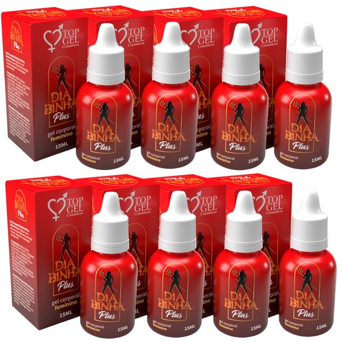 PACK 8 DIABINHA PLUS EXCITANTE FACILITADOR DE ORGASMO 15ML TOP GEL 