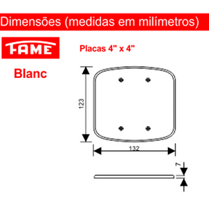 Espelho Placa C/ Furo Tampa Torneira Ducha F8 4x4 Fame Blanc