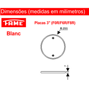 Espelho Placa Redonda Cega 3 F0r Tampa Fame Blanc Ref 0277