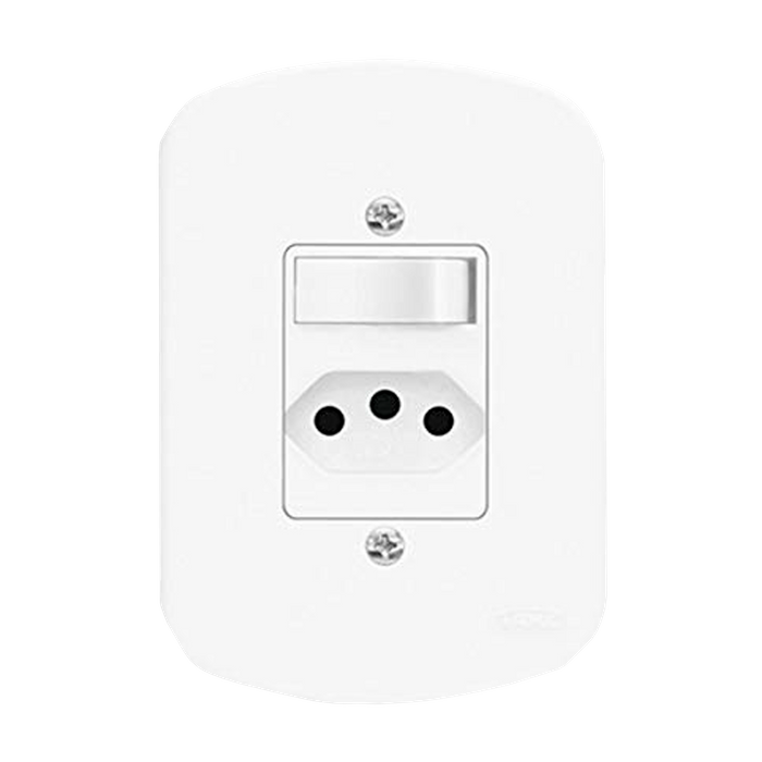 Conjunto Interruptor Simples C/ Tomada 2p+t 10a Fame Blanc