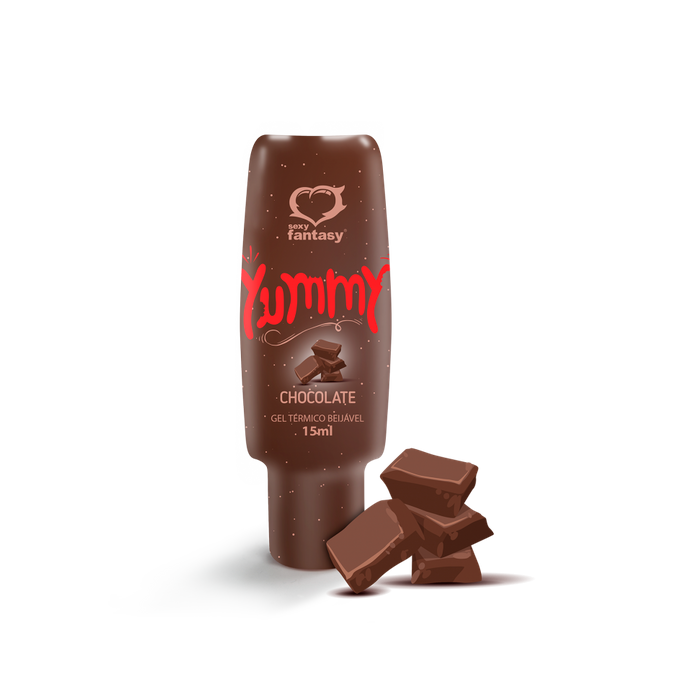 Gel Térmico que Excita e Esquenta Comestível Yummy Sabor Chocolate 15 ml - Sexy Fantasy