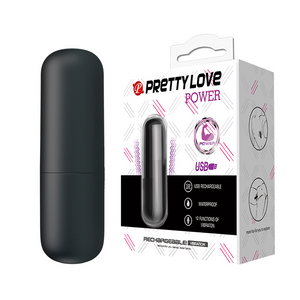 PRETTY LOVE POWER - Cápsula Vibratória Recarregável com 12 Modos de Vibrações - 6 X 1,8 CM | COR: PRETO