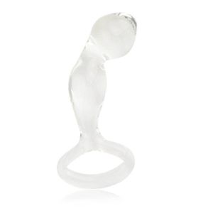 LOVETOY GLASS ROMANCE - Massageador De Próstata Em Vidro Com Alça - 9 X 3 CM | Cor: Transparente