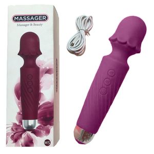 MASSAGER - Massageador Varinha Flower Recarregável 20 Modos De Vibrações Em Silicone 17,4 X 5,3 Cm | Cor: Roxo