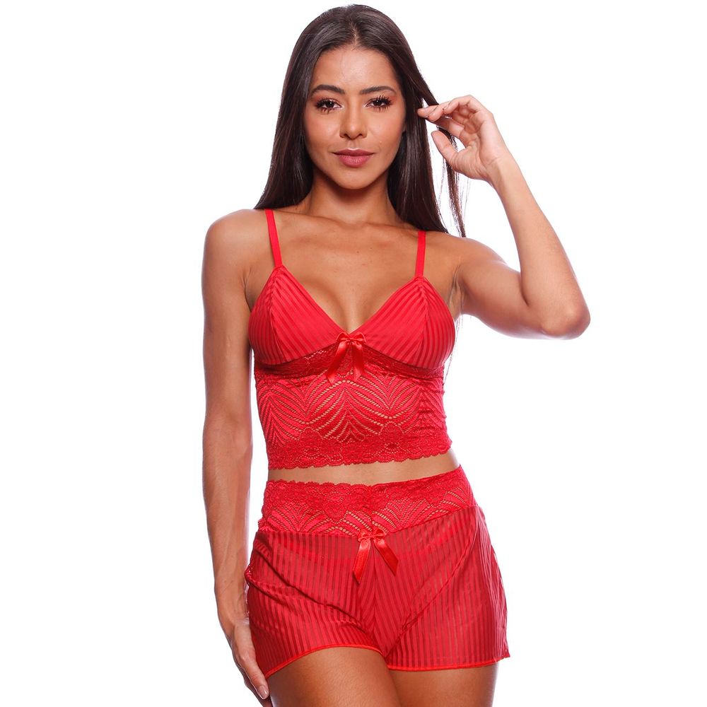 Baby Doll Listrado Com Detalhes Em Renda Patitex baby-doll-listrado-com-detalhes-em-renda-patitex