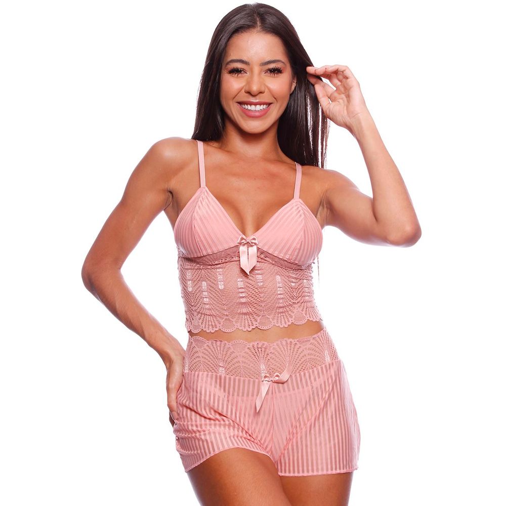Baby Doll Listrado Com Detalhes Em Renda Patitex baby-doll-listrado-com-detalhes-em-renda-patitex