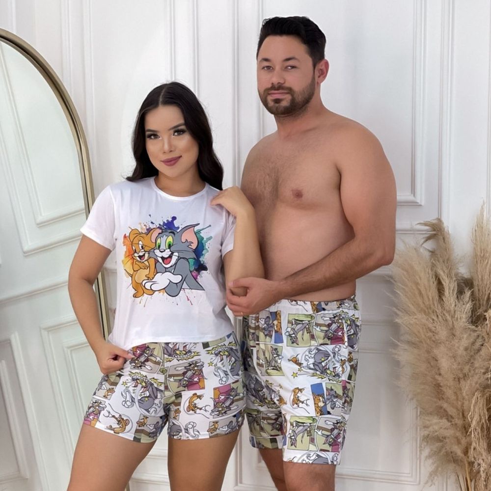 Kit Casal Pijama  Tom & Jerry Amável Moda Intima