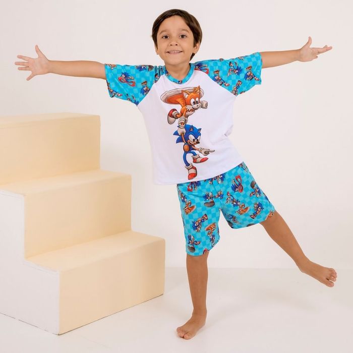 Pijama Infantil Masculino Sonic E Tails Amável Moda Intima