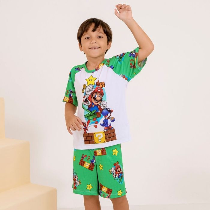 Pijama Infantil Masculino Mario Bros Amável Moda Intima