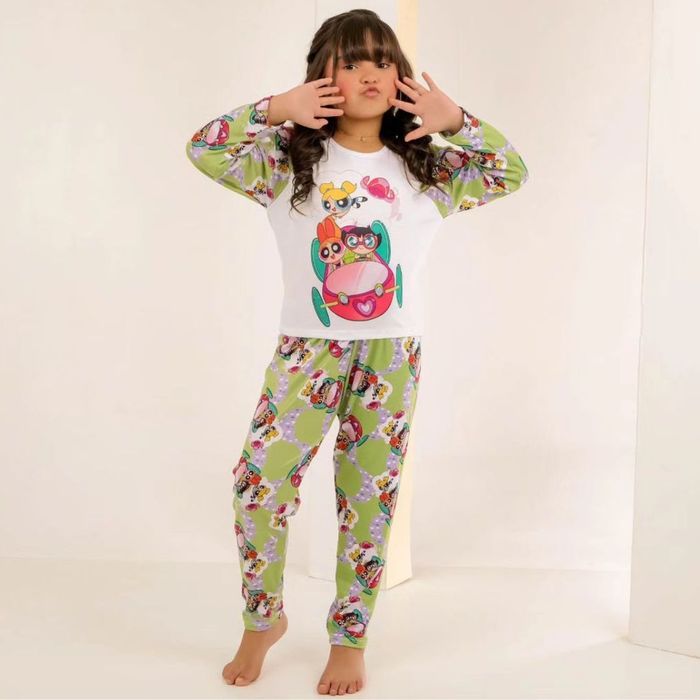 Pijama Infantil Feminino De Frio Meninas Super Poderosas Amável