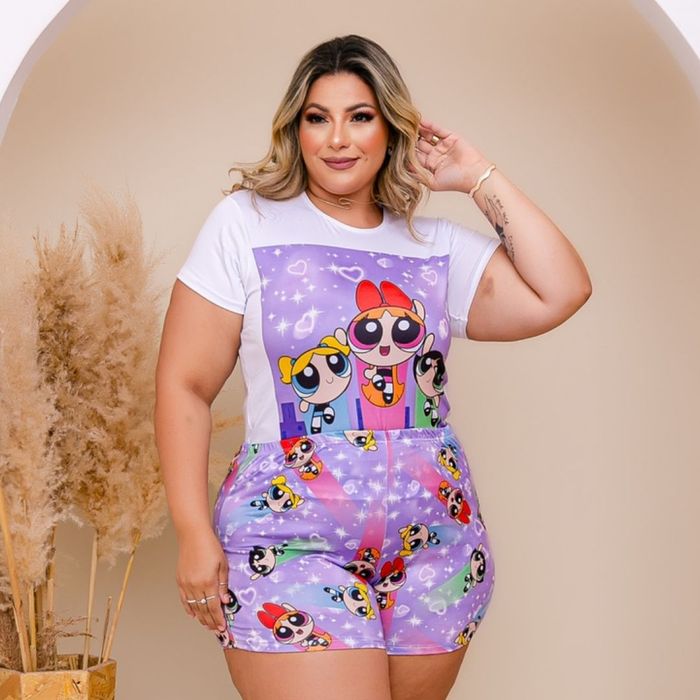 Short Doll Plus Size Personagem Meninas Super Poderosas Amável Moda