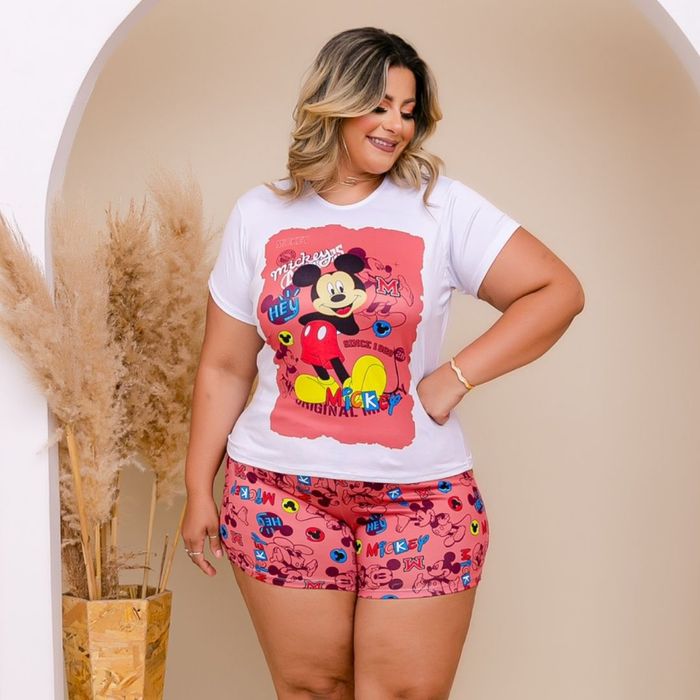 Short Doll Plus Size Personagem Mickey Amável Moda íntima