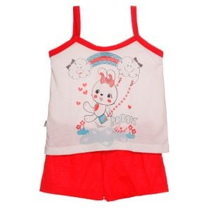 Pijama Infantil Alça Fina Shorts Estampado Feminino Em Malha