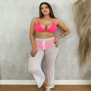 Saída De Praia Calça Arrastão Pink Lingerie