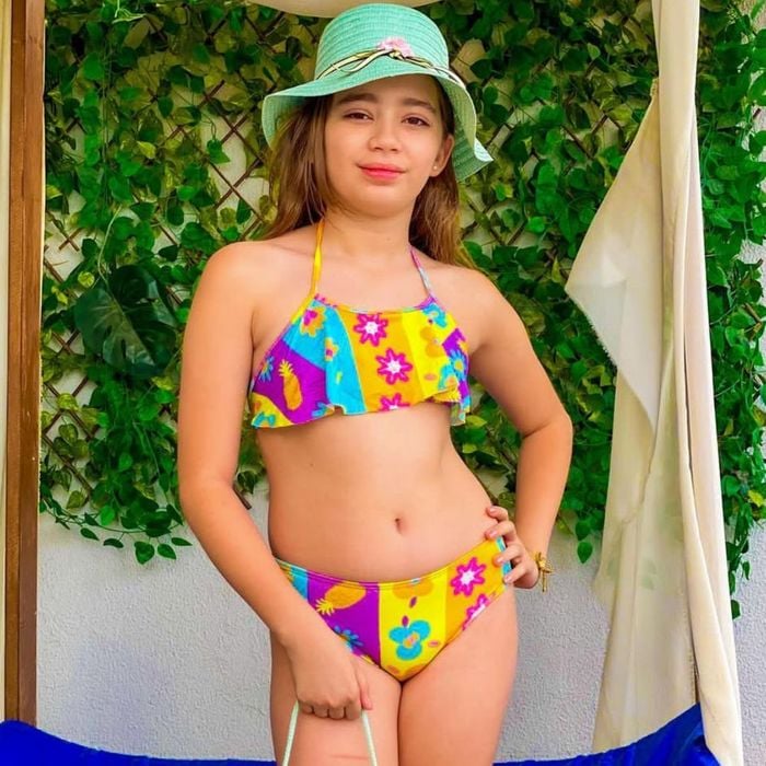 Biquíni Infantil Estampado Com Top Estilo Cropped