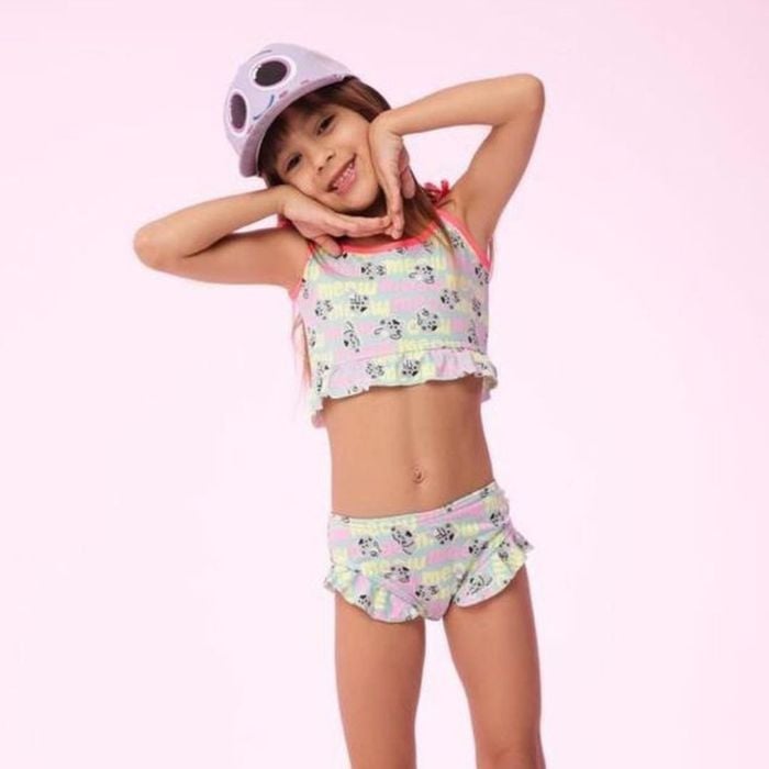 Conjunto De Biquíni Infantil Estampado Com Babadinhos